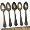 Set of 5 Vintage Coin Silver Demitasse Spoons