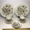 7 pc Staffordshire Bouquet Johnson Brothers England Ironstone Plates, Cups, Saucers & Berry Bowl