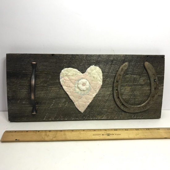 Wooden "I Heart You" Wall Hanging Made with Recycled Material