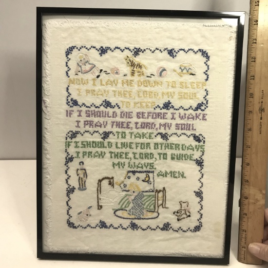 "Now I Lay Me Down To Sleep..." Needlepoint Picture in Frame