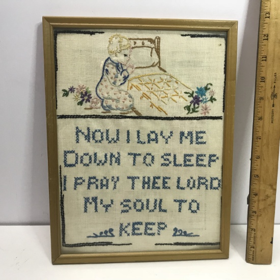 "Now I Lay Me Down To Sleep..." Cross Stitch Framed Picture
