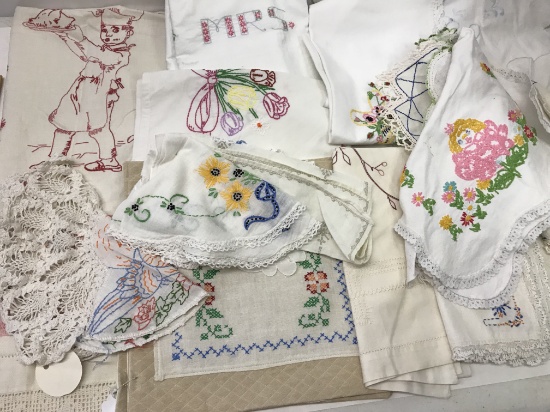 Impressive Lot of Vintage Hand Embroidered and/or Crocheted Linens