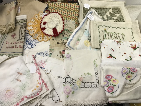 Fantastic Lot of Misc Linens -Embroidered, Crocheted & More