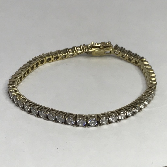 Gold Over Sterling Silver Bracelet with CZ Stones