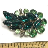 Vintage Brooch with Green Stones