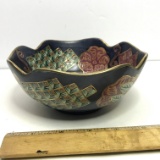 Vintage Oriental Porcelain Bowl with Gilt Rim