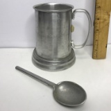 Vintage Aluminum Stein with Aluminum Spoon