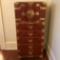 Awesome Chinoiserie Burled Wood Tall chest with Ornate Brass Hardware