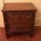 Vintage Bamboo Style Wooden 2 Drawer Side Table w/Wicker Front