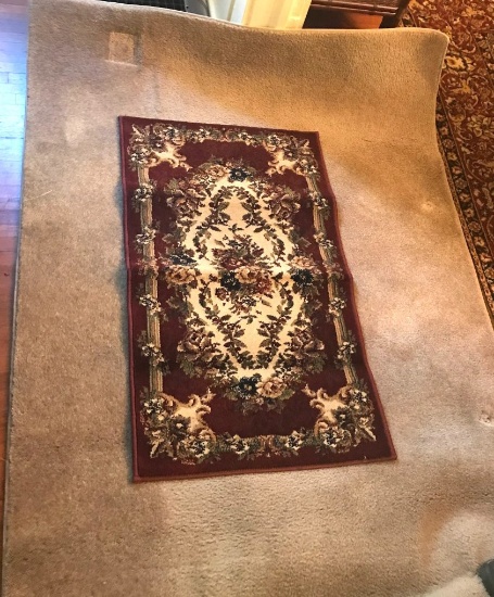 6' x 4' Beige Area Rug & 1' 11" x 3' 4" Cameo Rose Burgundy Area Rug