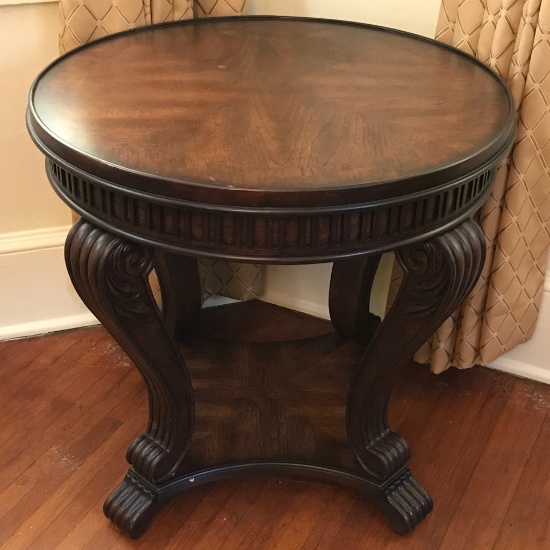 Wooden Side Table w/Heavy Carved Legs