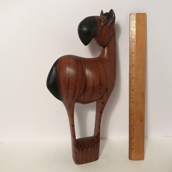 Carved Wood Zebra Figurine