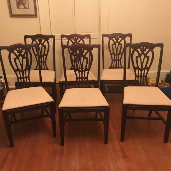 Vintage Mahogany Federal Style Dining Chairs - Set of 6