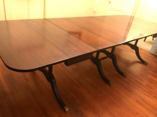 AWESOME Banquet Style Drop Leaf Mahogany Federal Style Duncan Phyfe Dining Table w/5 Leafs