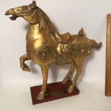 Carved Wood Gold Horse Figurine