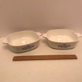 Pair of 1 Quart Vintage Corn Flower Blue Corningware Casserole Dishes