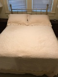 Full Size Brass Bed w/Linens & Heated Mattress Pad