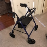 Rolling Walker w/Brakes and Basket Under Seat