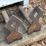 Pair of Antique Hand Forged Railroad Track Andirons