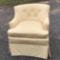 Nice Upholstered Barrel Chair w/Yellow Fabric