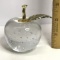 Art Glass Apple Paperweight with Brass Leaf