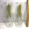 Pair of Crystal Candlesticks Made in Germany with Candles & Hurricane Globes
