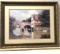 Beautiful Framed & Matted Print of Bridge Over Water in Ornate Gilt Frame