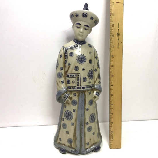 Oriental Porcelain Man 15" Statue