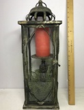 Unique Tall Metal Candle Holder Lantern with Glass Side Panels