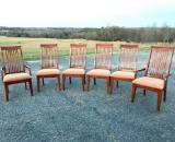 Tall Slat Back Mission Style Dining Chairs w/Upholstered Seats