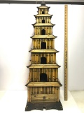 Oriental 3 foot Bamboo Chinese Birdhouse Pagoda with Drawer