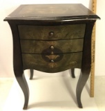 Beautiful Triple Drawer Side Table with Inlay Top