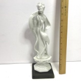 Beautiful Blanc de Chine Geisha Girl Figure with Wooden Base Made in Japan