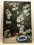 Beautiful Original Floral & Fruit Oil Painting Signed by Artist