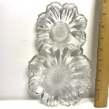 Pretty Divided Glass Flower Dish