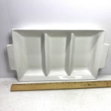 Triple Divided Ceramic Dish by blanc-de-blanc