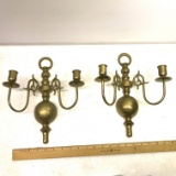 Pair of Vintage Brass Wall Sconce Candle Holders