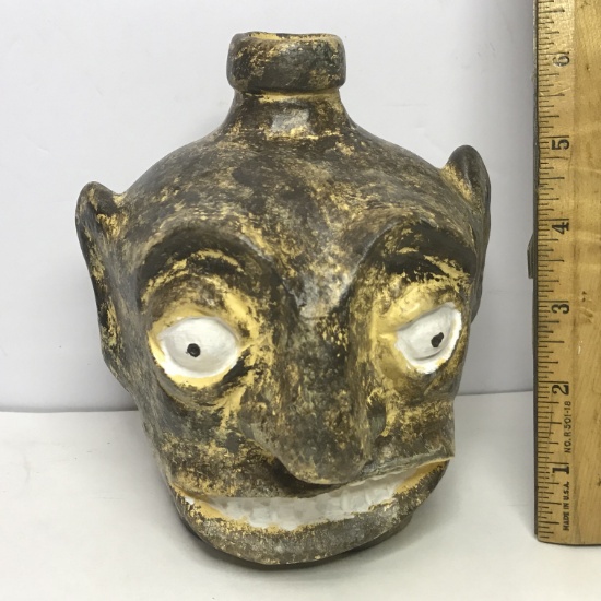 Ceramic Ugly Face Jug Signed On Bottom