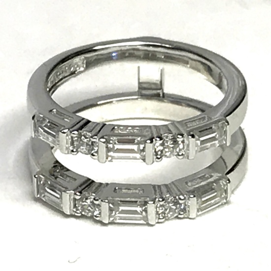 Beautiful Sterling Silver Double Band Ring with CZ Stones Size 7