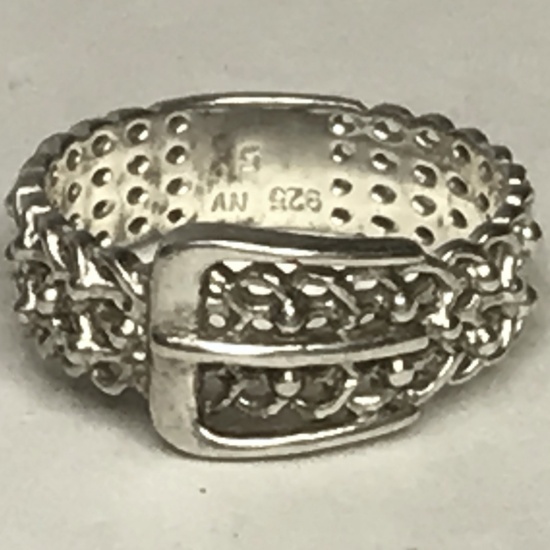 Sterling Silver Belt Design Ring Size 5
