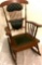 Antique Oak Rocking Chair w/Leather Shield Back and Leather Seat