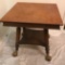 Antique 2-Tier Oak Table with Claw & Glass Ball Feet