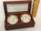 Portable Clock & Thermometer in Wooden Case