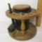 Vintage Wooden Pipe Stand, Duraglas Humidor & Royal Demuth Briar Root Pipe