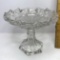 Vintage Glass Pedestal Bowl w/Scalloped Edge