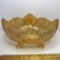 Vintage Jeanette Amber Carnival Glass Footed Fruit Bowl