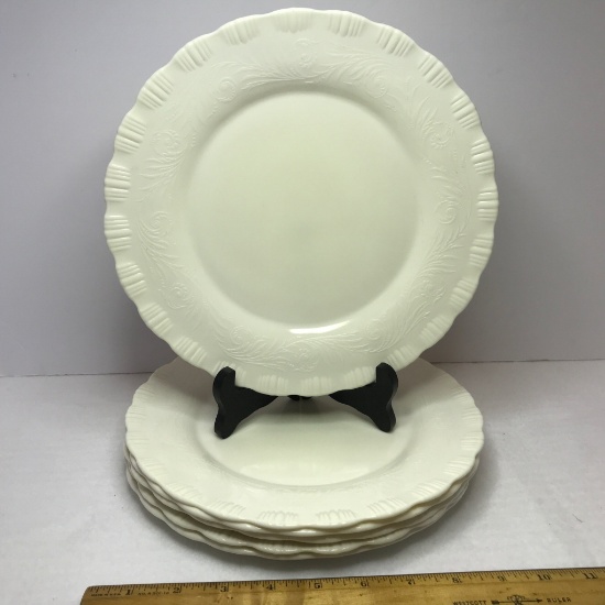 Set of 6 Custard Glass Dinner Plates