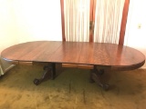Amazing Tiger Oak Dining Table w/Claw & Ball Feet and 6 Leaves