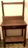 Antique Oak 1 Drawer Wash Stand with Towel Bar