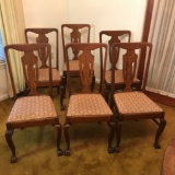 6 Amazing Tiger Oak Dining Chairs w/Claw Feet